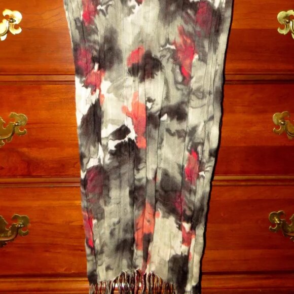 NY&Company Pink Black Tie Dye Oblong Scarf Wrap Shawl Sarong One Sz abt 72"x15" - Picture 7 of 13